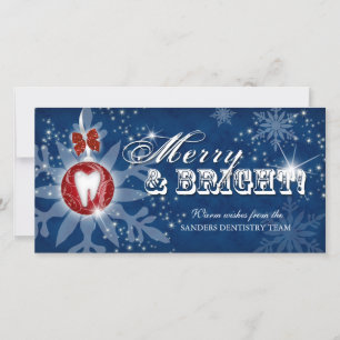 Kerst Foto Kaart Tandheelkundige Molar Blauw Rood