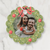 Kerst Foto Krans Kerst Wens Familie  Bedankjes Labels (Voorkant)