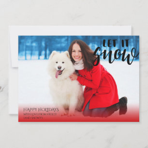 Kerst Foto Laat het Sneeuwen Borstel Schrift Feestdagenkaart