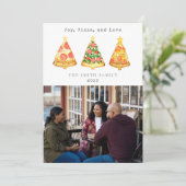 Kerst Foto Liefde Pizza Familie 2023 Feestdagenkaart (Staand voorkant)
