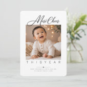 Kerst Foto met 'More Cheer This Year' Script Feestdagenkaart (Staand voorkant)