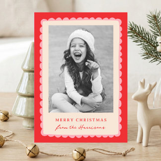 Kerst Foto met Vette Schelp Frame en Handgetekende Feestdagenkaart