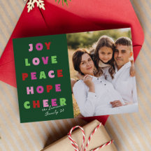 Kerst foto met vreugde liefde vrede hoop blijdscha