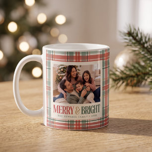 Kerst Foto met vrolijk en helder geruit motief Koffiemok