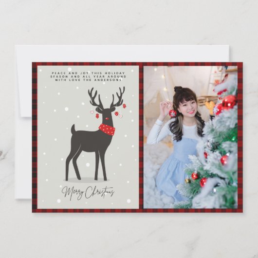 Kerst FOTO Moderne Volkskunst Rendier Kaart (Voorkant)