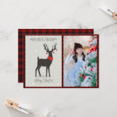 Kerst FOTO Moderne Volkskunst Rendier Kaart (Voorkant / Achterkant in situ)