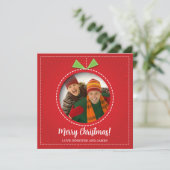 Kerst Foto Ornament Platte Kerstkaart (Staand voorkant)