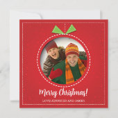 Kerst Foto Ornament Platte Kerstkaart (Voorkant)