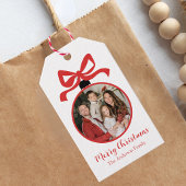Kerst Foto Ornament Rood Cadeaulabel