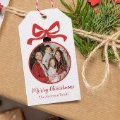 Kerst Foto Ornament Rood Cadeaulabel