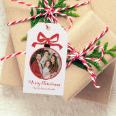 Kerst Foto Ornament Rood Cadeaulabel