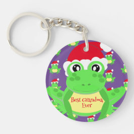 Kerst Foto Paarse Kikker Santa Hoed Pattern Sleutelhanger