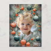 Kerst FOTO Persoonlijk Groen Feestdag Feestdagenkaart (Voorkant)