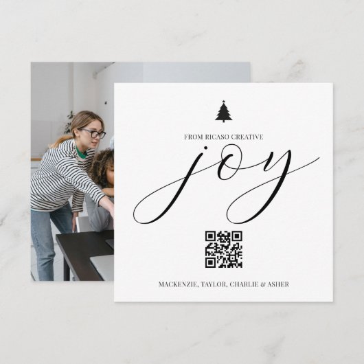 Kerst foto QR-code gepersonaliseerd zakelijk Feestdagenkaart (Voorkant / Achterkant)