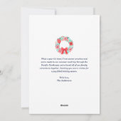 Kerst Foto Rendier Bloem Blauw Feestdagenkaart (Achterkant)