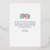 Kerst Foto Rendier Bloem Blauw Folie Feestdagenkaart (Achterkant)