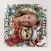 Kerst Foto Rendier Winter Wonderland Legpuzzel (Horizontaal)