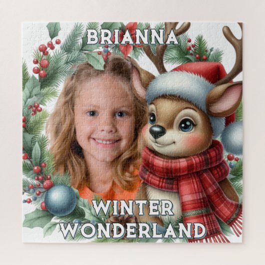 Kerst Foto Rendier Winter Wonderland Legpuzzel (Verticaal)