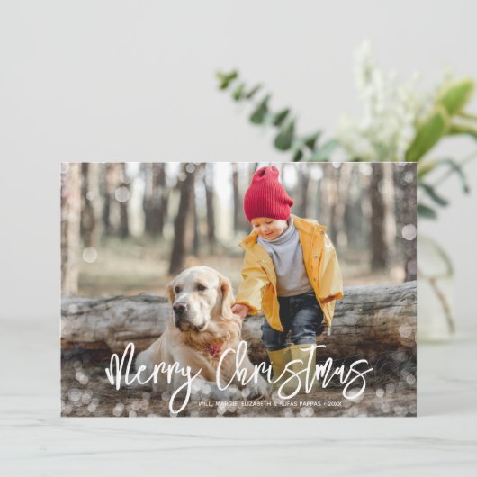 Kerst Foto Rood Feestdagenkaart (Staand voorkant)