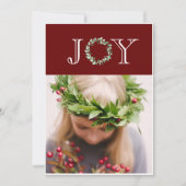 Kerst foto rood gepersonaliseerd feestdagenkaart (Voorkant)