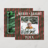Kerst foto rood groen metaalglans feestdagenkaart (Voorkant / Achterkant)