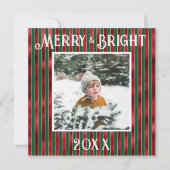 Kerst foto rood groen metaalglans feestdagenkaart (Voorkant)