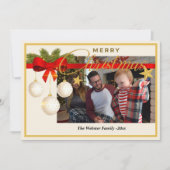 Kerst Foto Seizoen Dennengehakt Wit Feestdagenkaart (Voorkant)