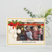 Kerst Foto Seizoen Dennengehakt Wit Feestdagenkaart (Staand voorkant)