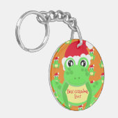 Kerst Foto Sinaasappel Kikker Santa Hoed Pattern Sleutelhanger (Voorkant Links)
