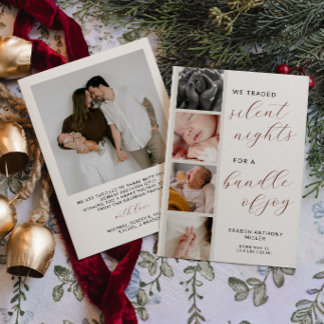 Kerst Foto Strip Geboorteaankondiging Feestdagenkaart