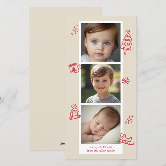 Kerst Foto Strook Feestdagenkaart (Voorkant / Achterkant)