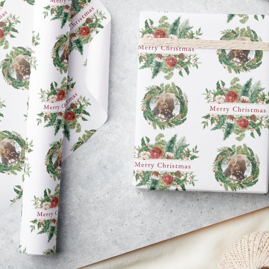 Kerst Foto Vakantie Cadeaupapier