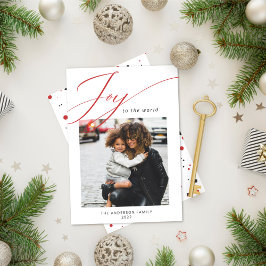 Kerst Foto Vakantiekaart 'Joy to the World' Feestdagenkaart