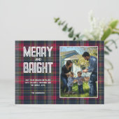 Kerst foto van het gezin met eigen Schotse tartan  Feestdagenkaart (Staand voorkant)