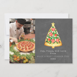 Kerst Foto van Krijtbord met Joy Pizza Love Feestdagenkaart