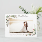 Kerst foto Waterverf bessen, dennen boughs Feestdagenkaart (Staand voorkant)