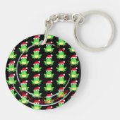 Kerst Foto Zwarte Kikker Santa Hoed Patroon Sleutelhanger (Achterkant)
