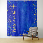 Kerst Fotocabine Achtergrond Gouden Sterren Vrede Wandkleed (In situ)