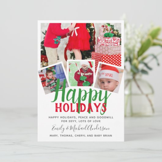 Kerst Fotocollage Uitnodiging Groeten Sjabloon (Staand voorkant)