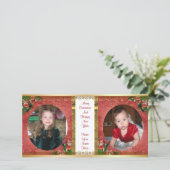 Kerst fotokaart dubbel kader 2 foto's feestdagenkaart (Staand voorkant)