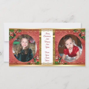 Kerst fotokaart dubbel kader 2 foto's feestdagenkaart