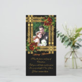 Kerst fotokaart gouden elegantie feestdagenkaart (Staand voorkant)