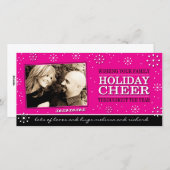 Kerst fotokaart in hete roze feestdagenkaart (Voorkant / Achterkant)