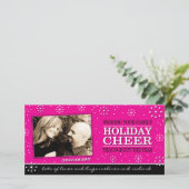 Kerst fotokaart in hete roze feestdagenkaart (Staand voorkant)