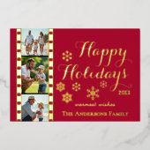 Kerst fotokaart, Klassieke Filmstrook, Rood Folie Feestdagenkaart (Voorkant)