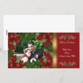 Kerst fotokaart klassieke rode poinsettia's feestdagenkaart (Voorkant / Achterkant)