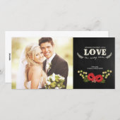 Kerst Fotokaart | Krijtbord Bloem Feestdagenkaart (Voorkant / Achterkant)