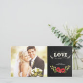 Kerst Fotokaart | Krijtbord Bloem Feestdagenkaart (Staand voorkant)