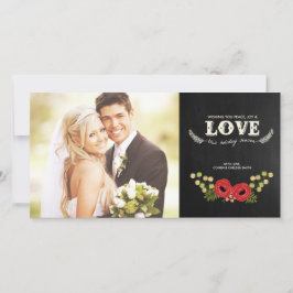 Kerst Fotokaart | Krijtbord Bloem Feestdagenkaart