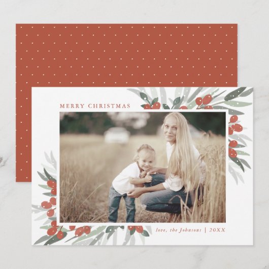 Kerst fotokaart met Bevroren Bessen Kaart (Voorkant / Achterkant)